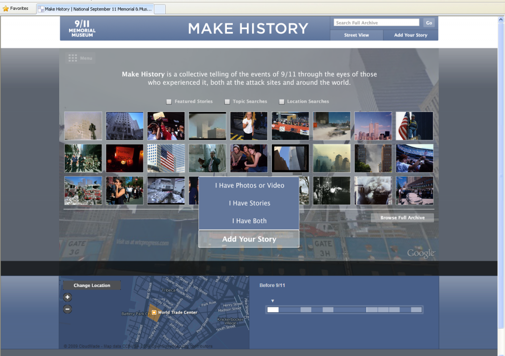 Figure 5. Make History - Documenting the 9/11 attacks
